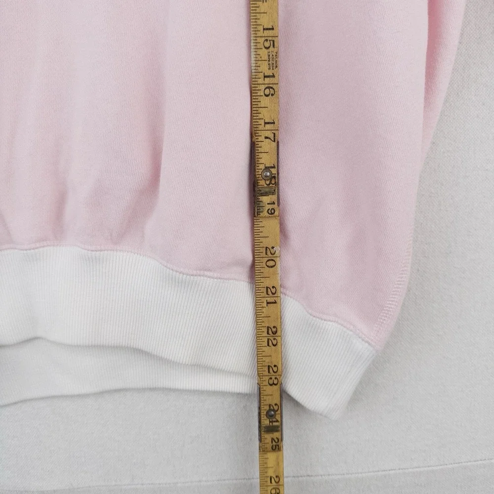 90s Ralph Lauren Womens Small Pink White Shawl Collar Fleece Pullover Sweatshirt